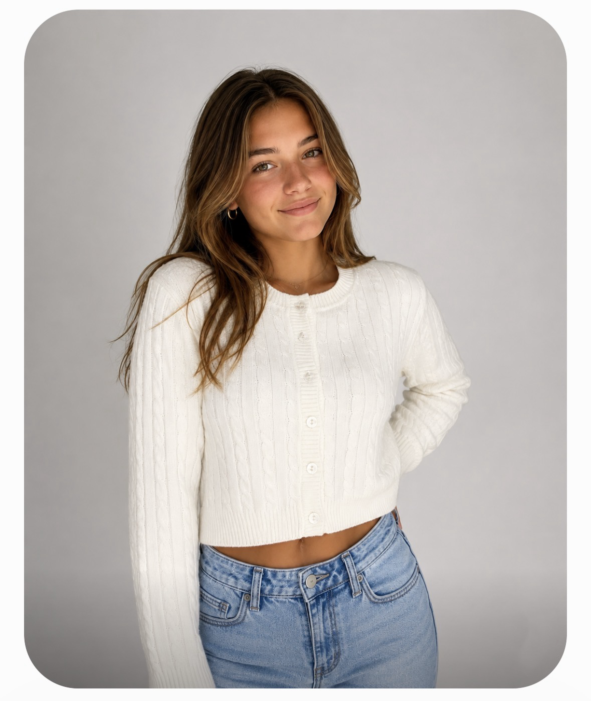 White Braid Knit Cardigan