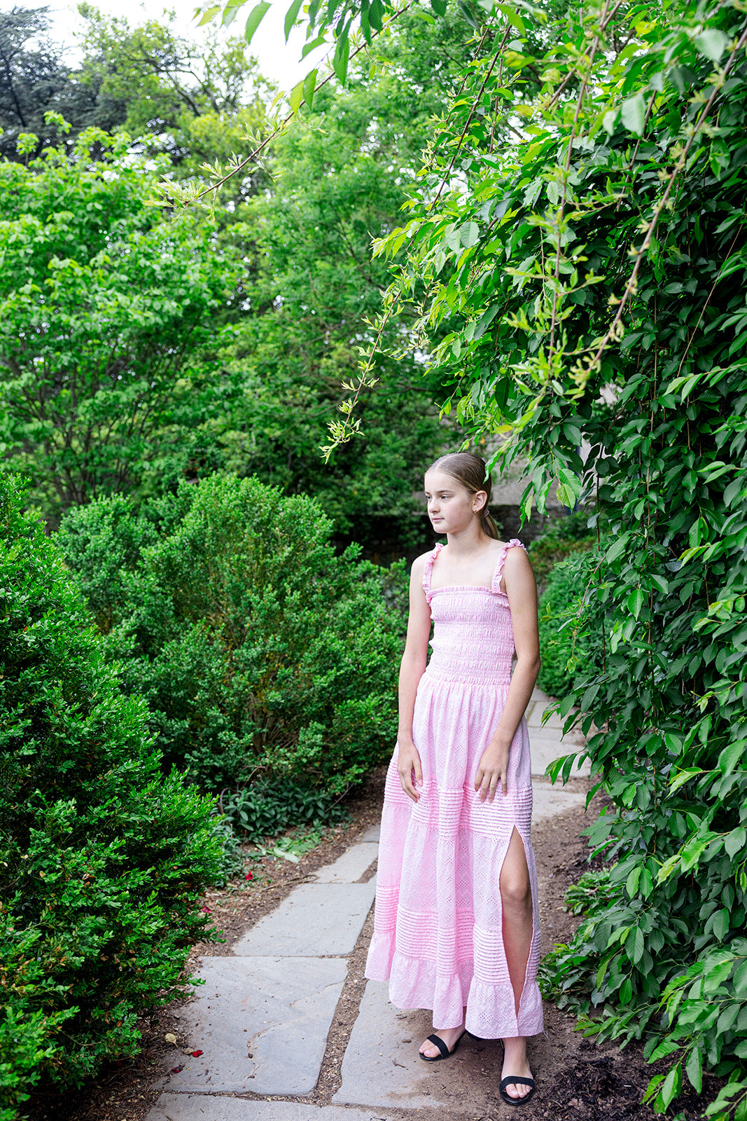 Pink Long Ruffle Dress