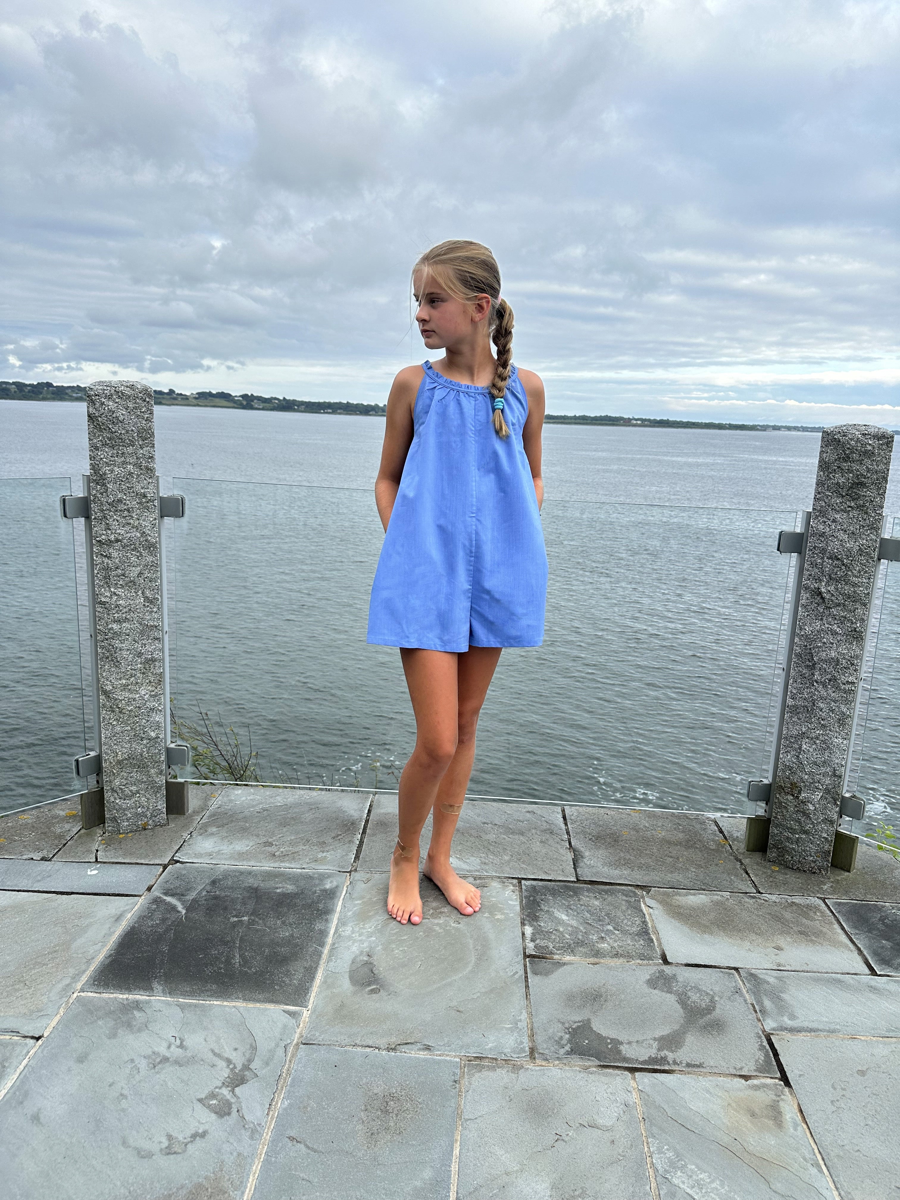 Pink Chambray Romper