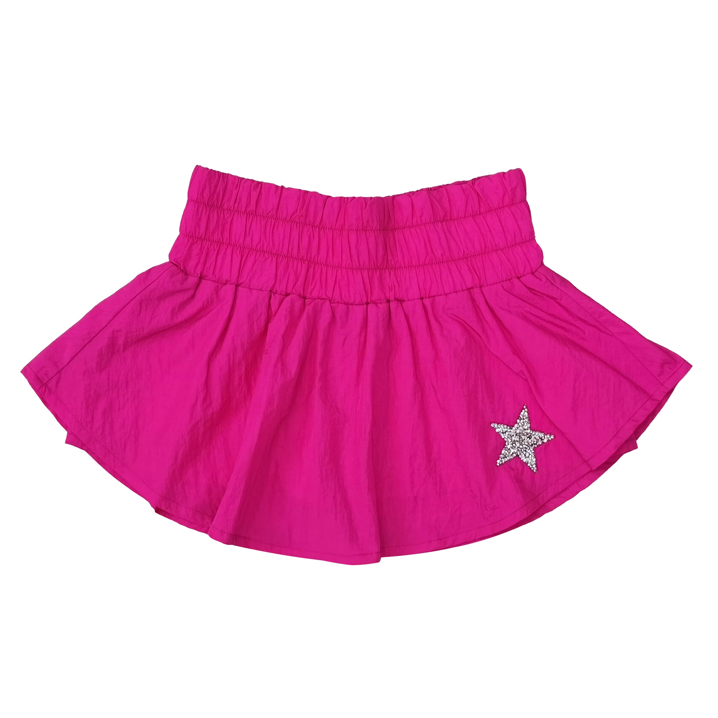 Fuchsia Gathered Double-layer Mini Skort
