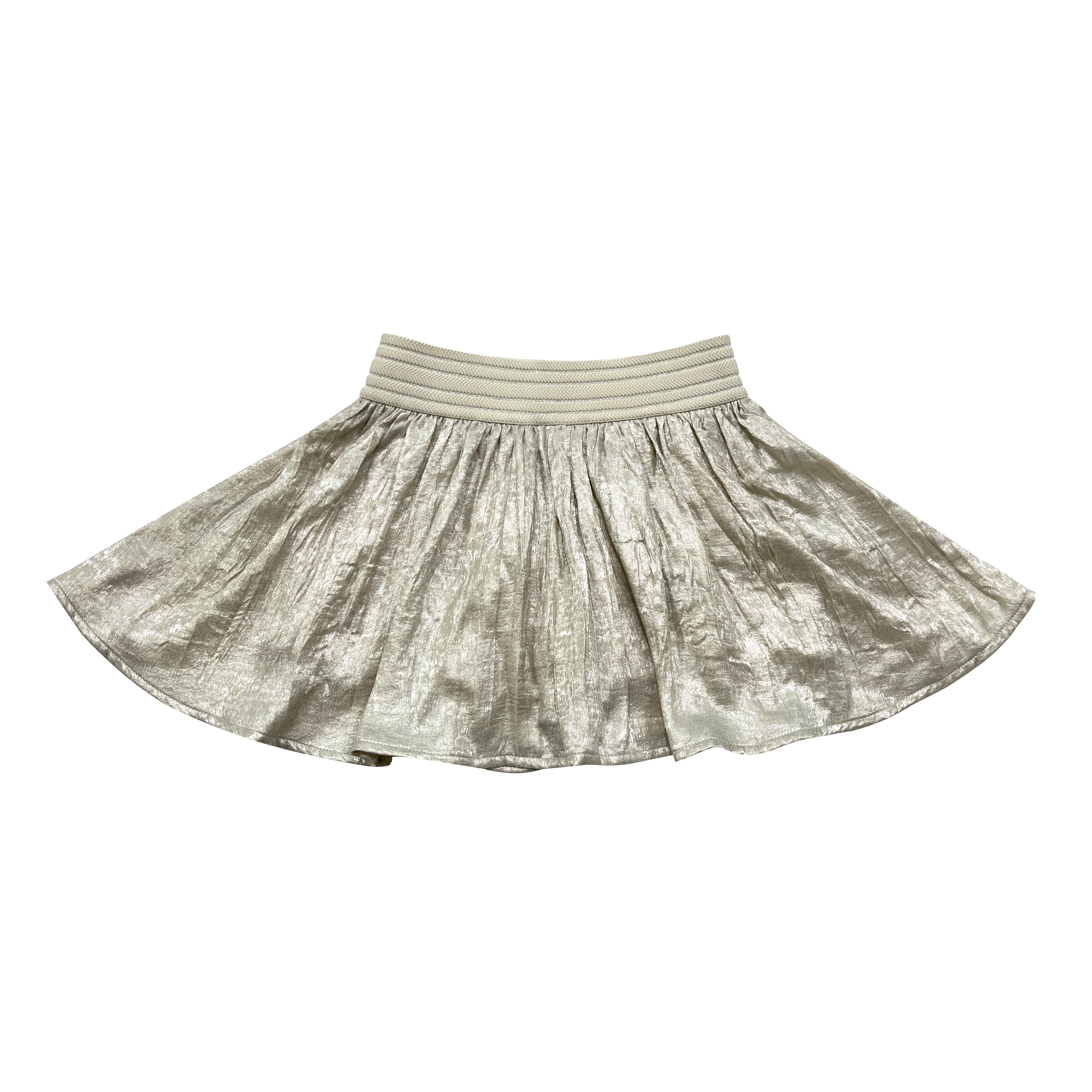 Gold Pleated Shimmer Gathered Skort