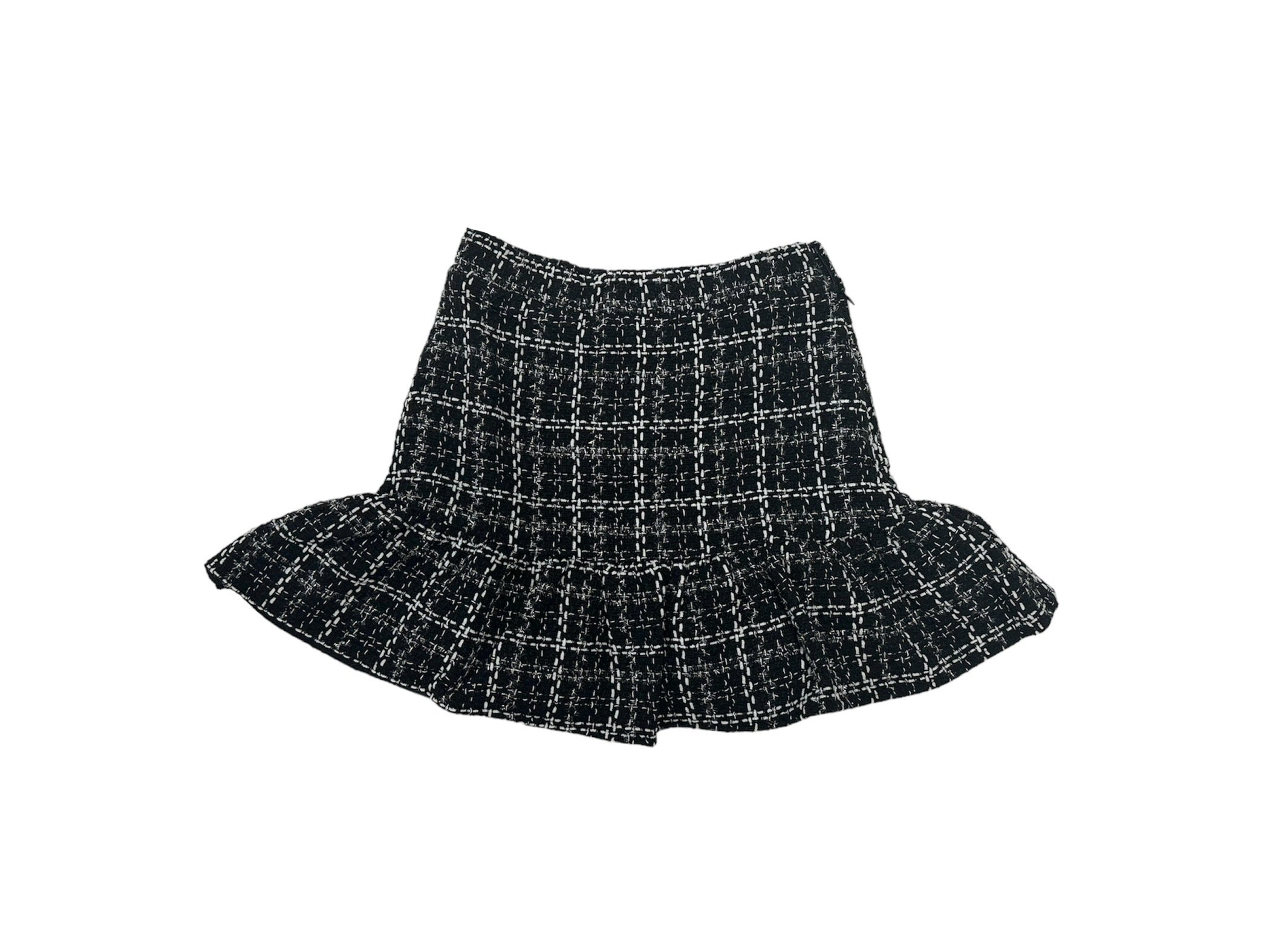 Black & Silver Tweed Ruffle Mini Skirt FW23