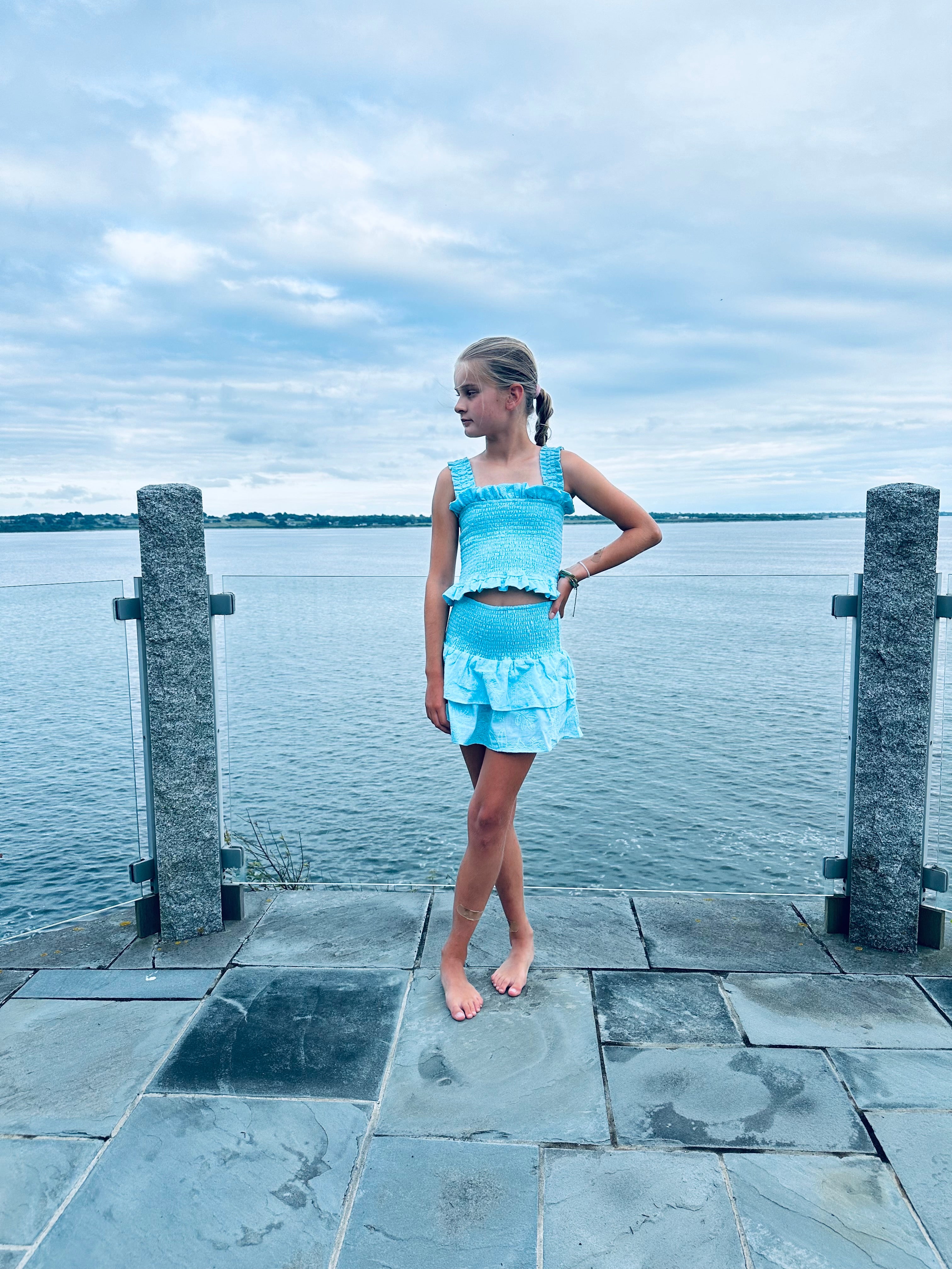 Turquoise Smocked Top