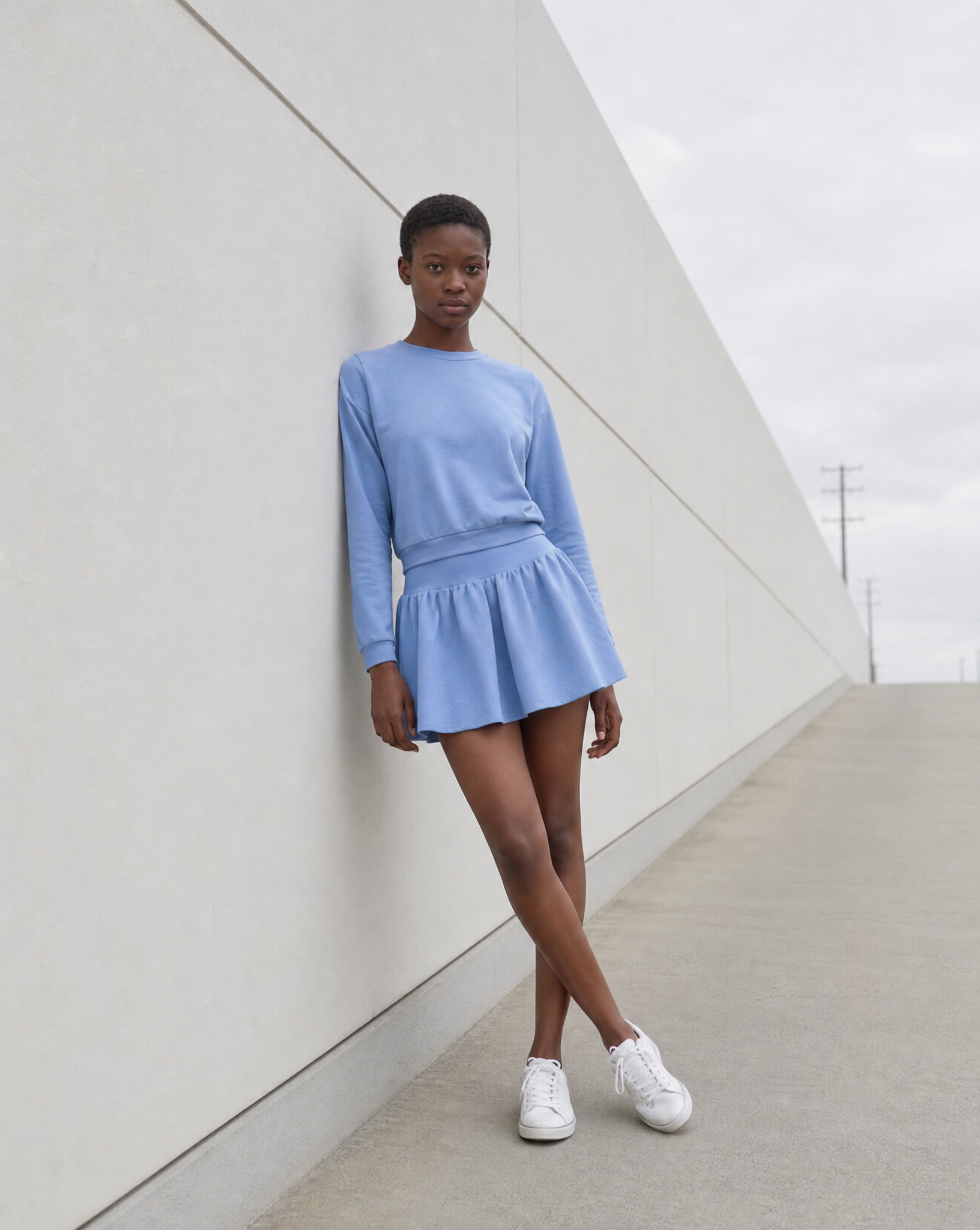 AA Blue Gathered Skort