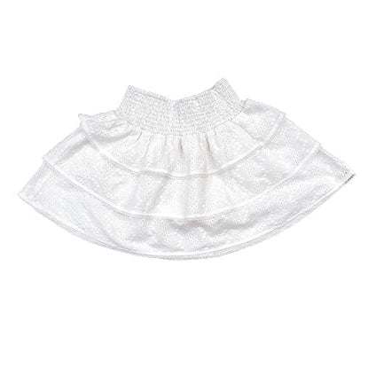 White Smocked Ruffle Skirt