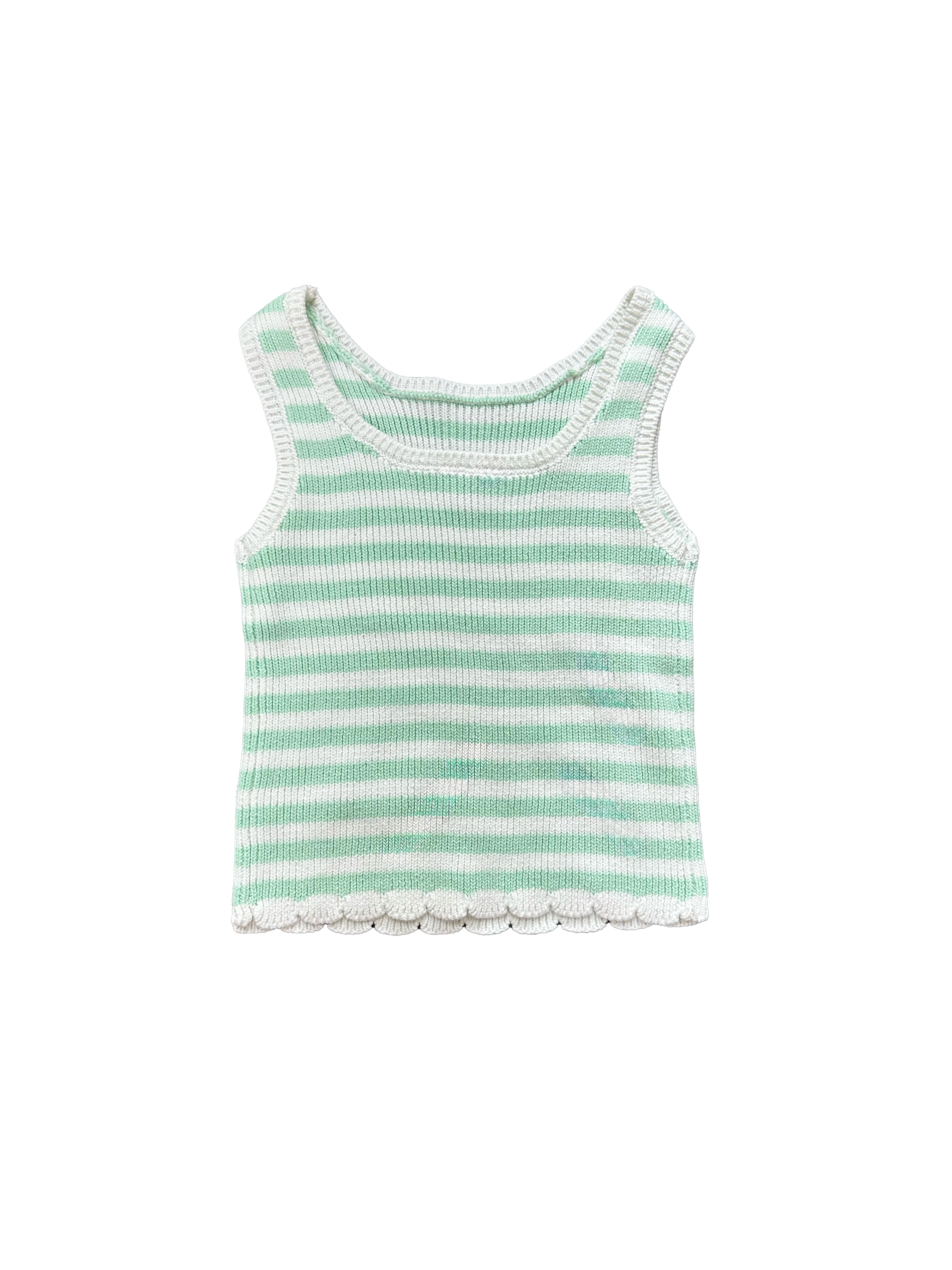 Aqua and White Stripe Knit Tank Top
