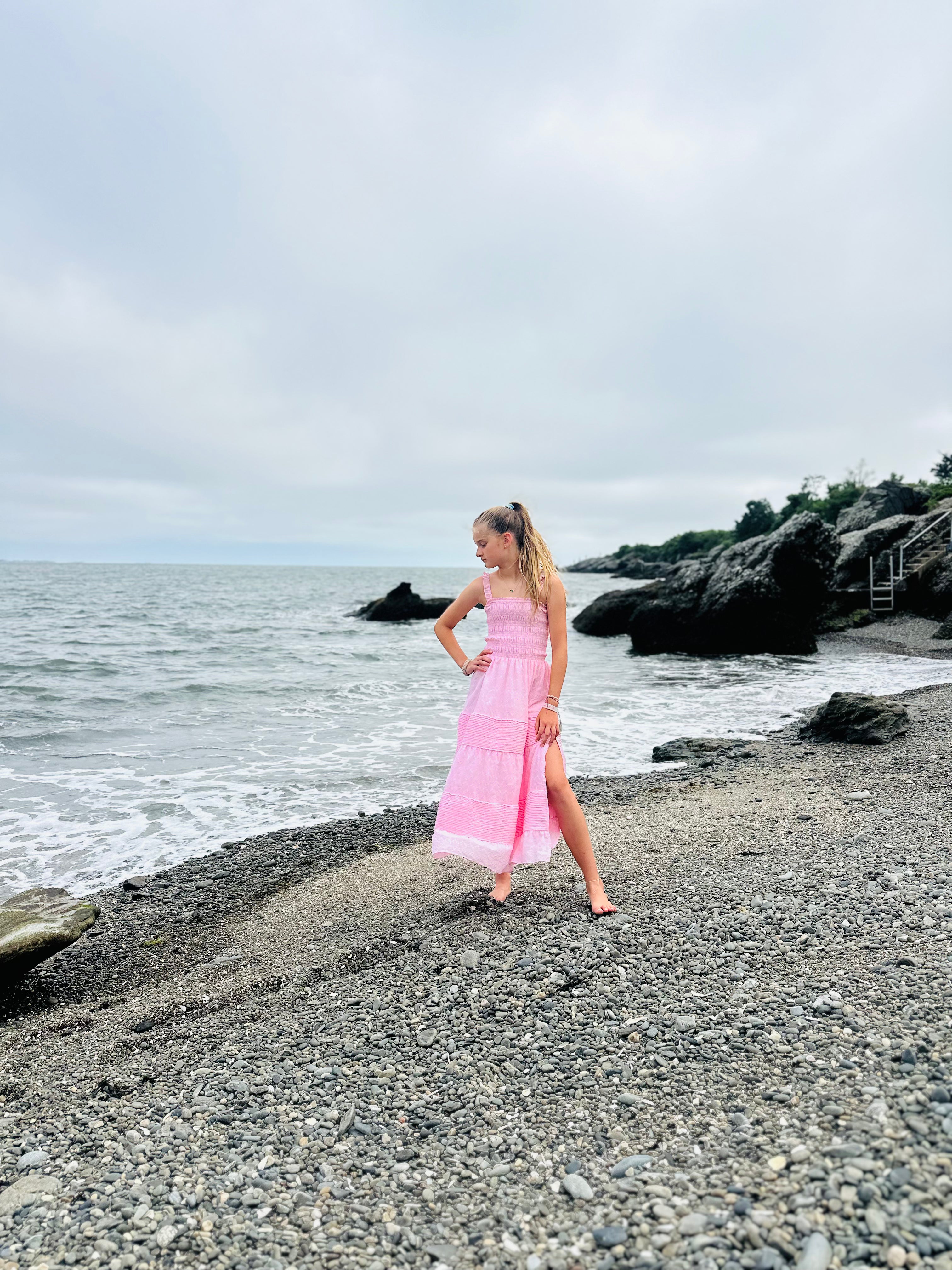 Pink Long Ruffle Dress