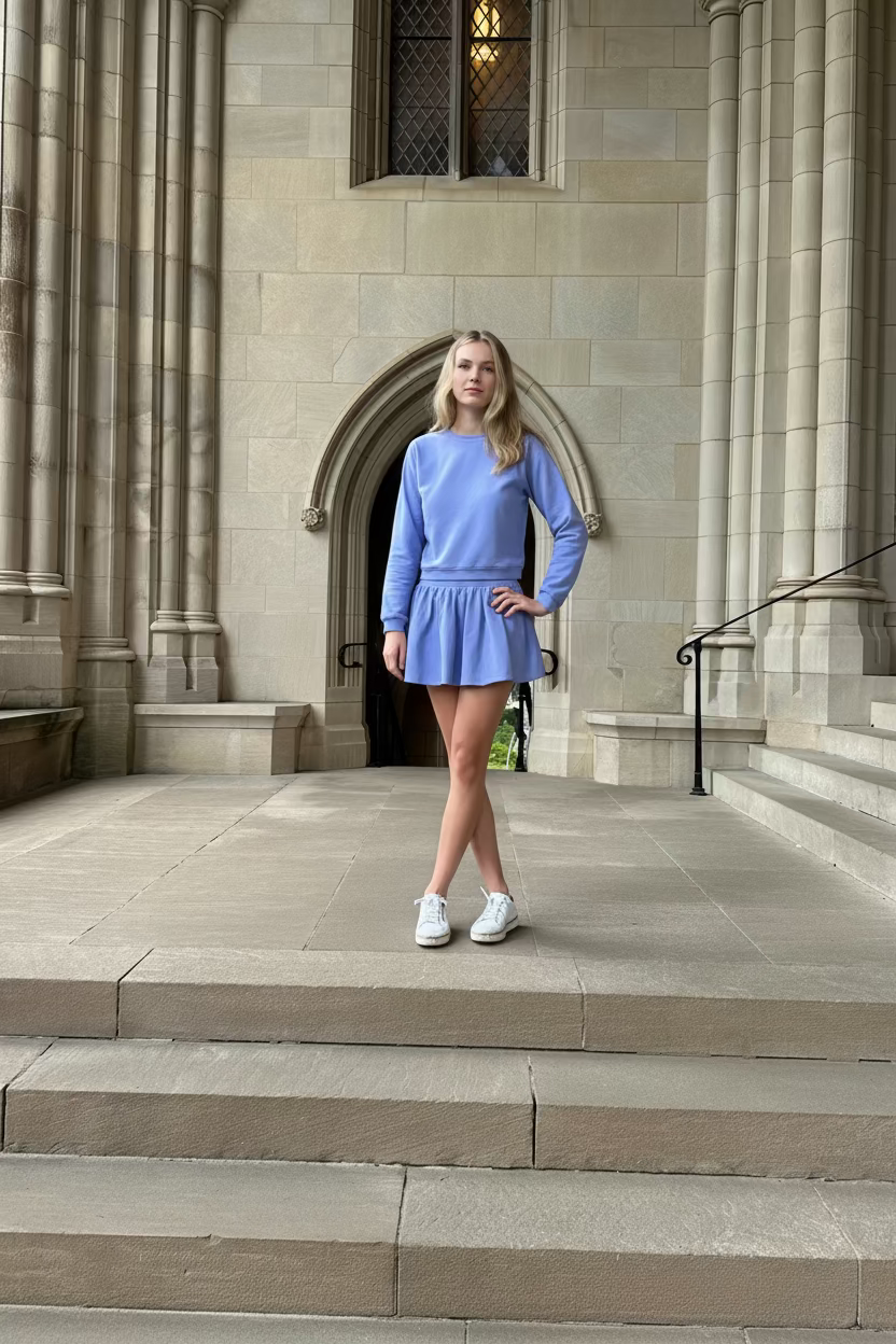 AA Blue Gathered Skort