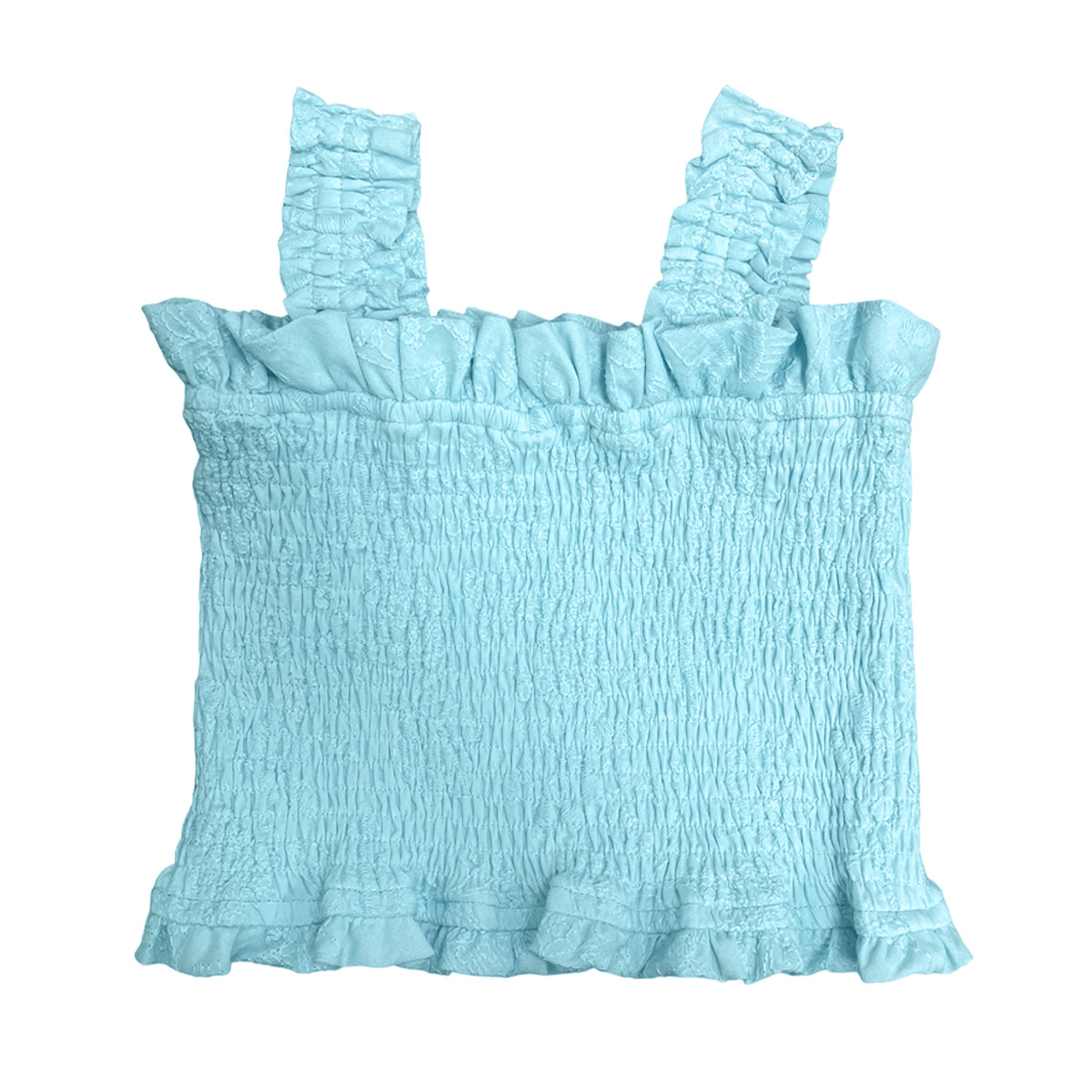Turquoise Smocked Top