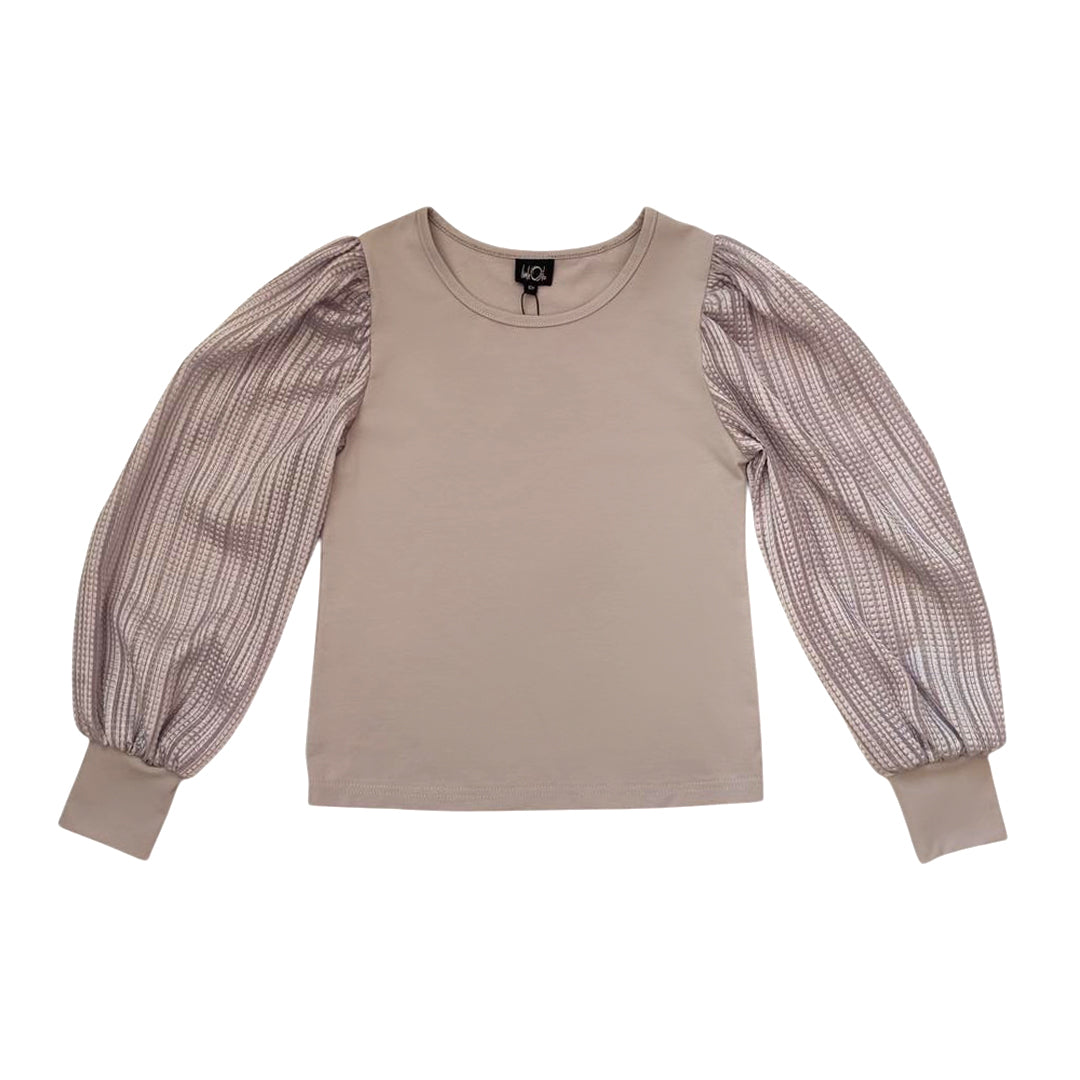 Black Textured Sleeve Top