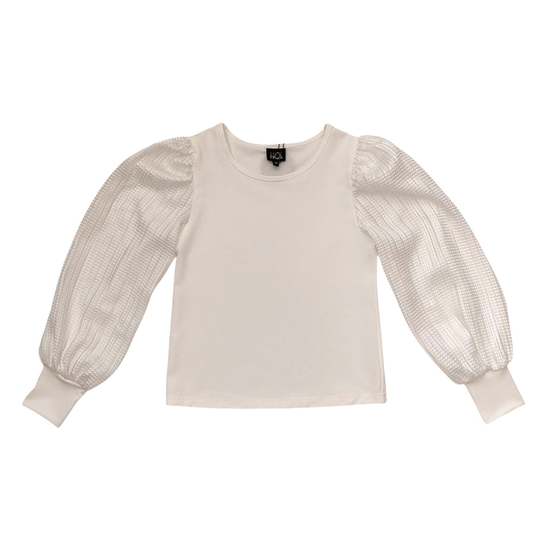 Black Textured Sleeve Top