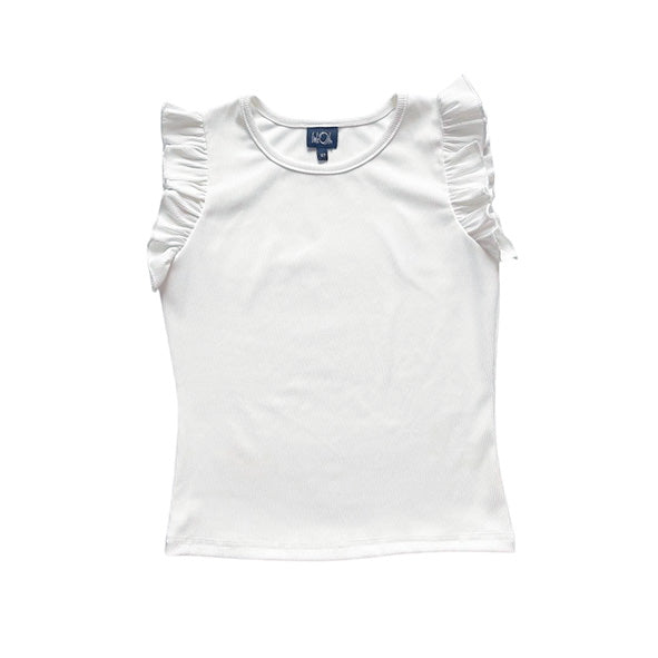 Blue Rib Flutter Sleeve Top