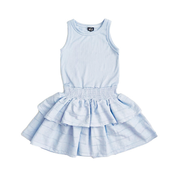Light Blue Tank Dress with Ruffle Skirt