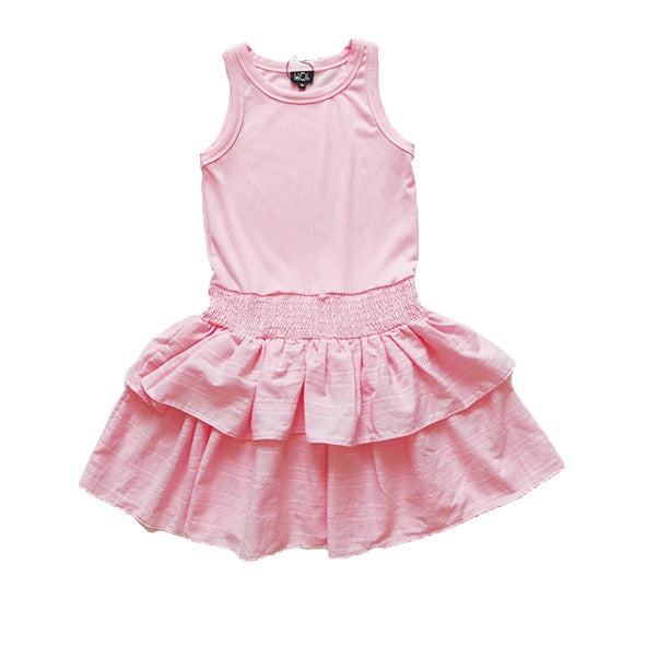 Light Blue Tank Dress with Ruffle Skirt