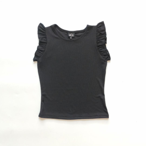 Blue Rib Flutter Sleeve Top