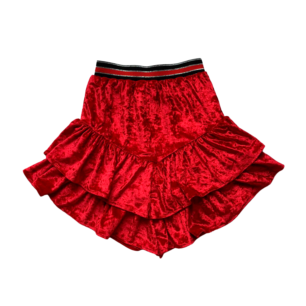 Red Velvet Ruffle Skirt