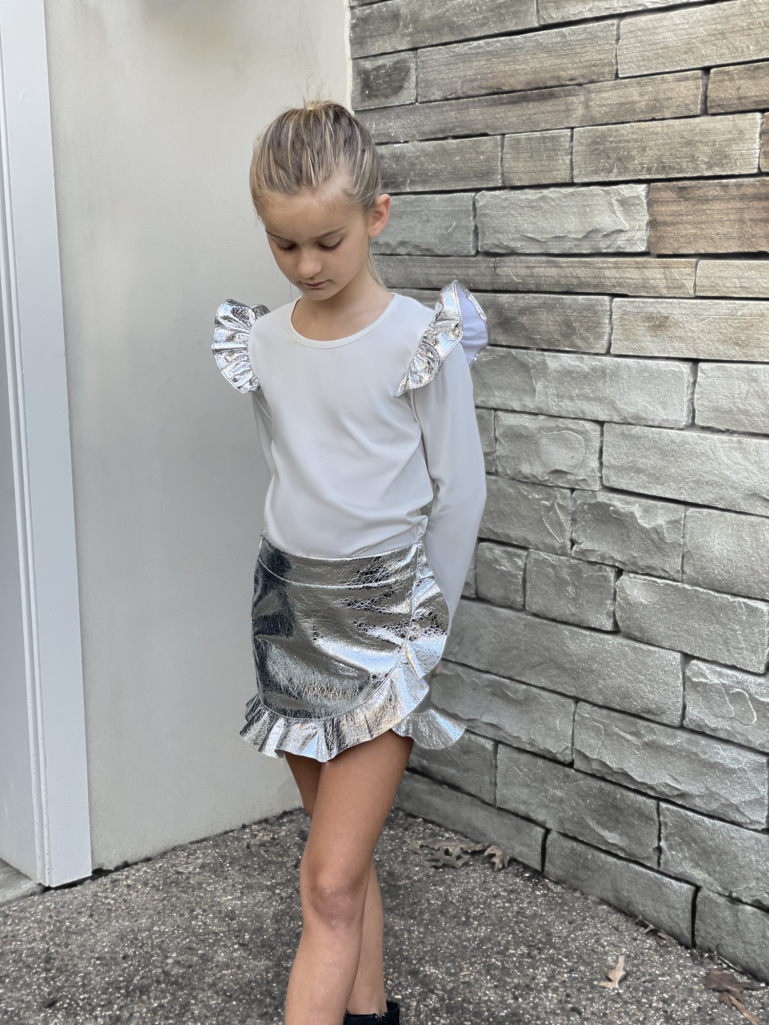Silver sales mini skirt