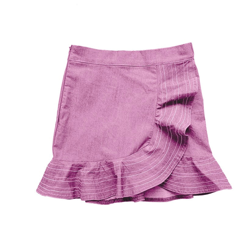 Pink Embroidered Ruffle Skirt WS