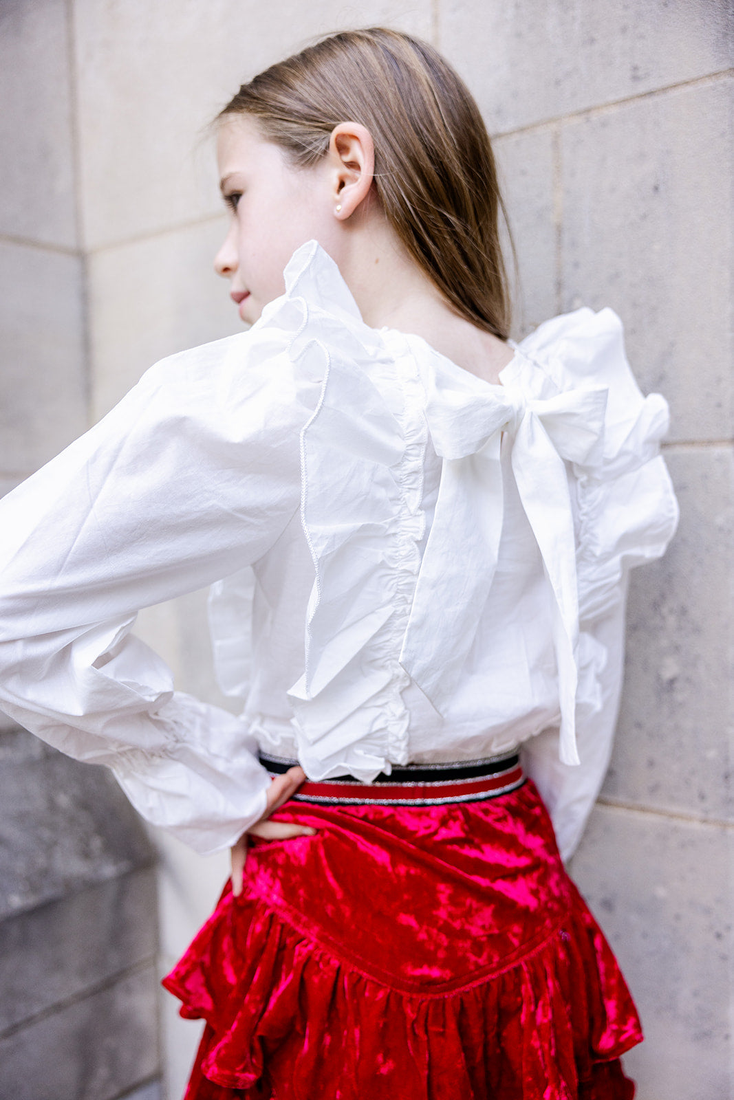 Red Velvet Ruffle Skirt