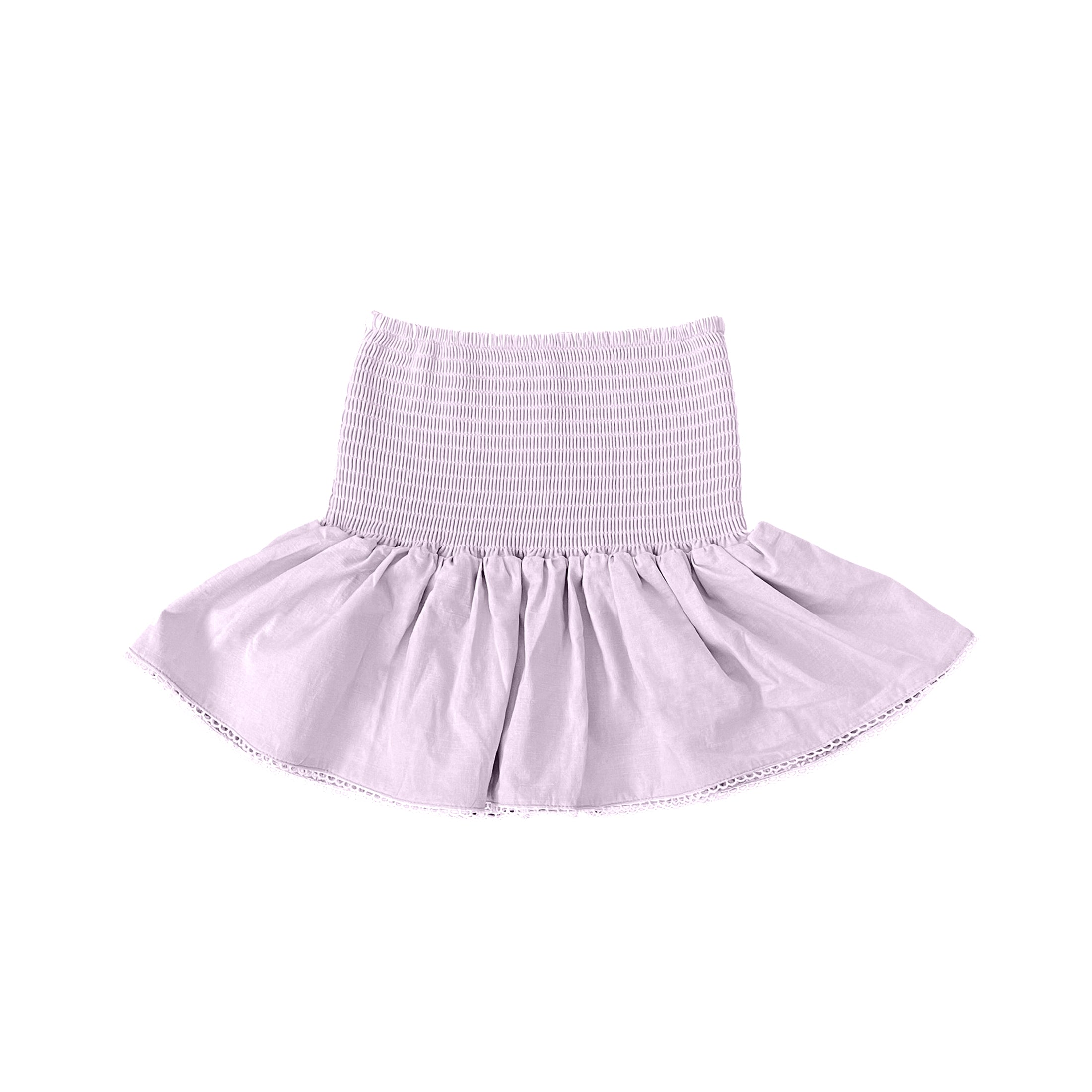Lavender Smocked Ruffle Mini Skirt WS
