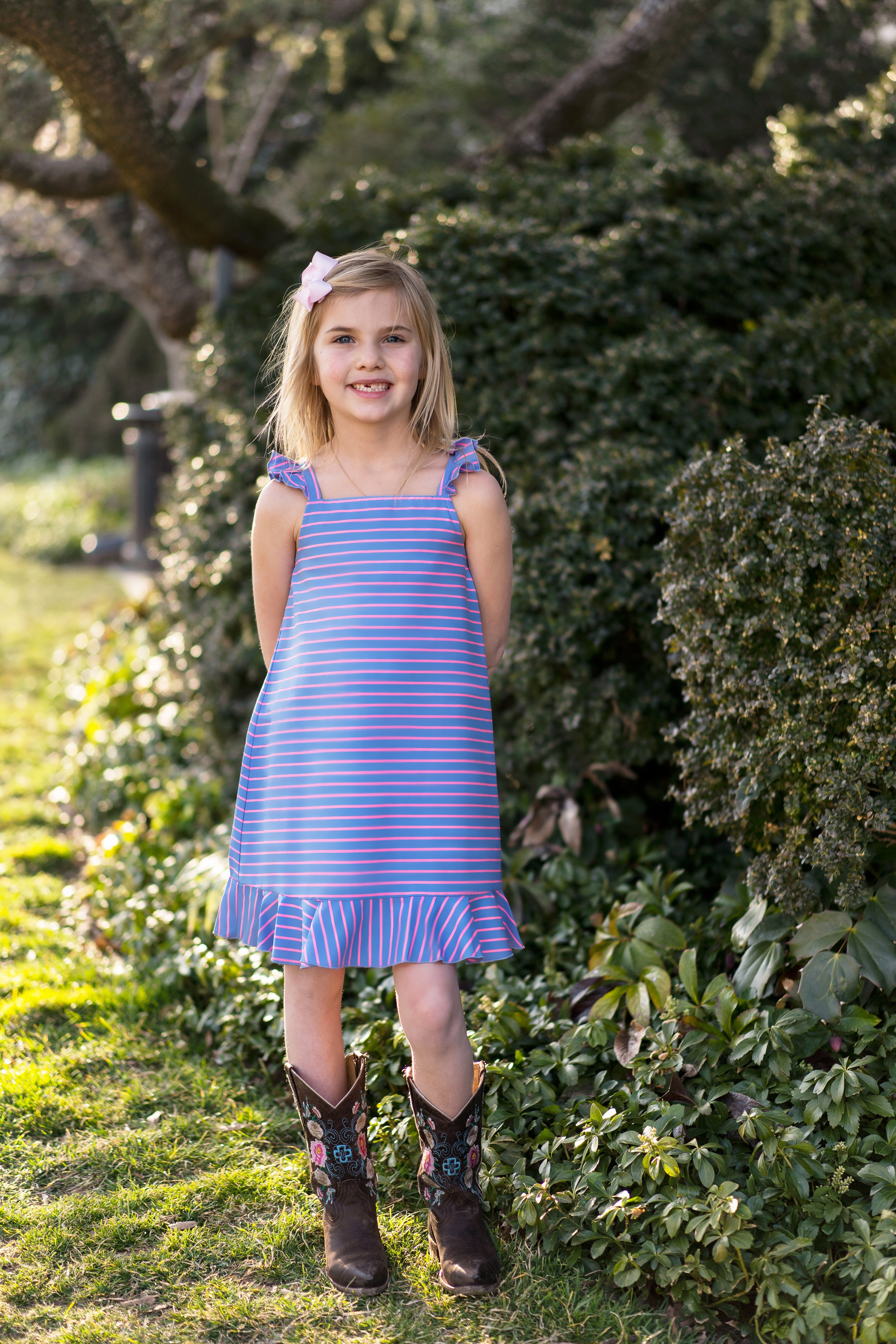 Stripe Ruffle Strap Dress