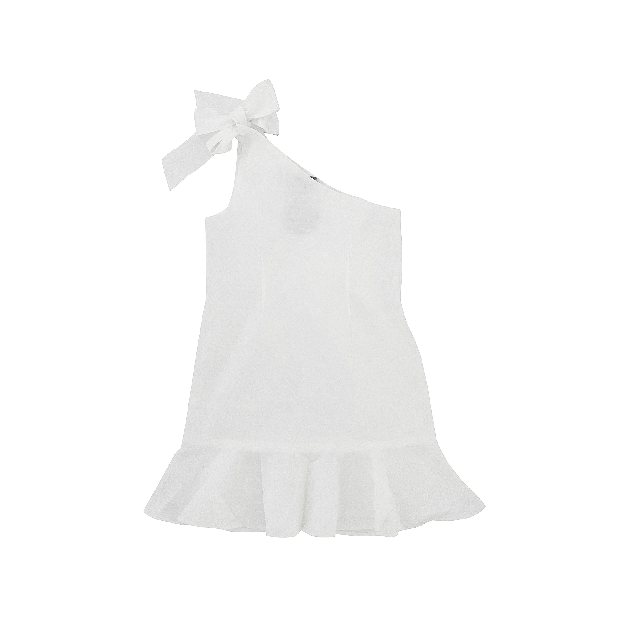 White One Shoulder Ruffle Dress