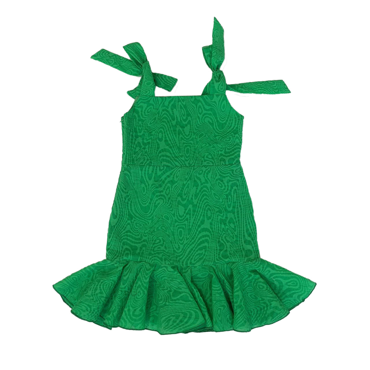 Green Tie Strap Ruffle Dress