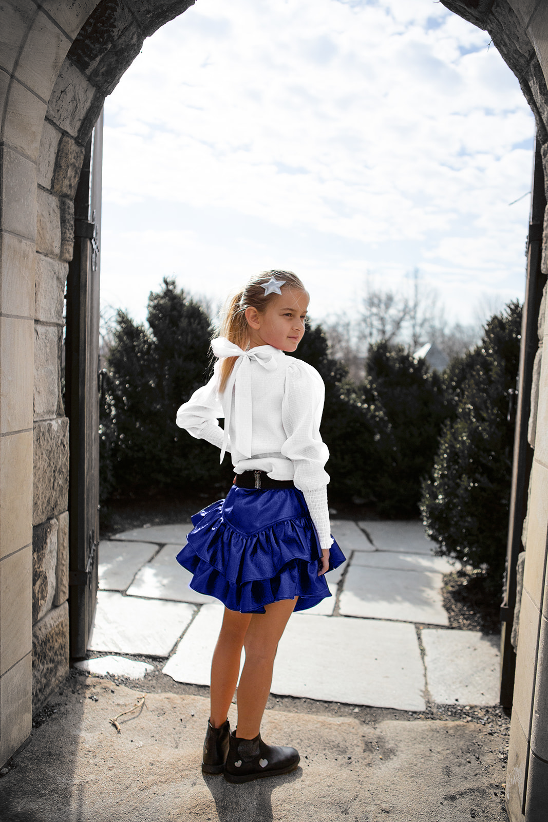 Royal blue ruffle skirt hotsell