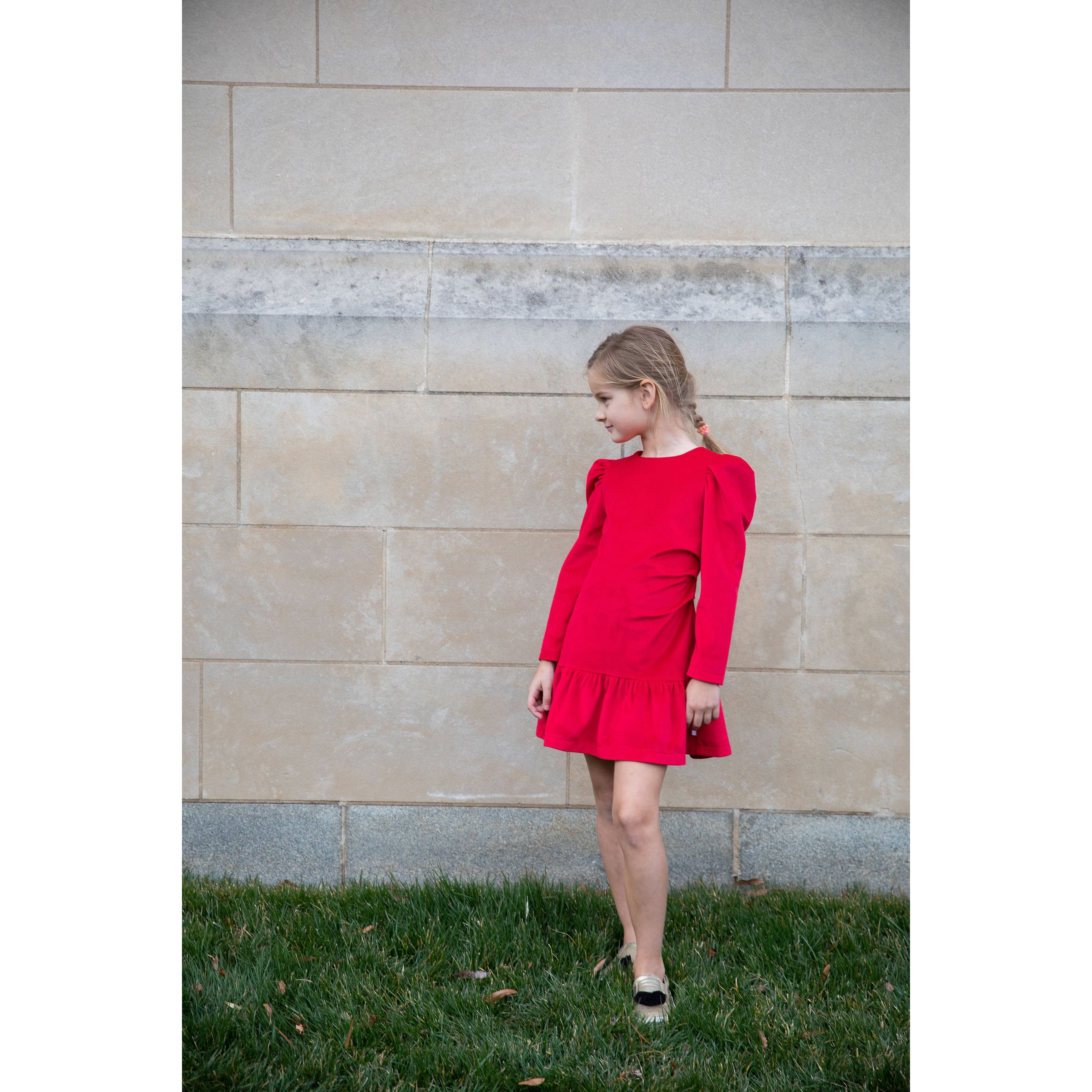 little red velvet dress Velvet Puff Sleeve Mini Dress for Holiday Parties