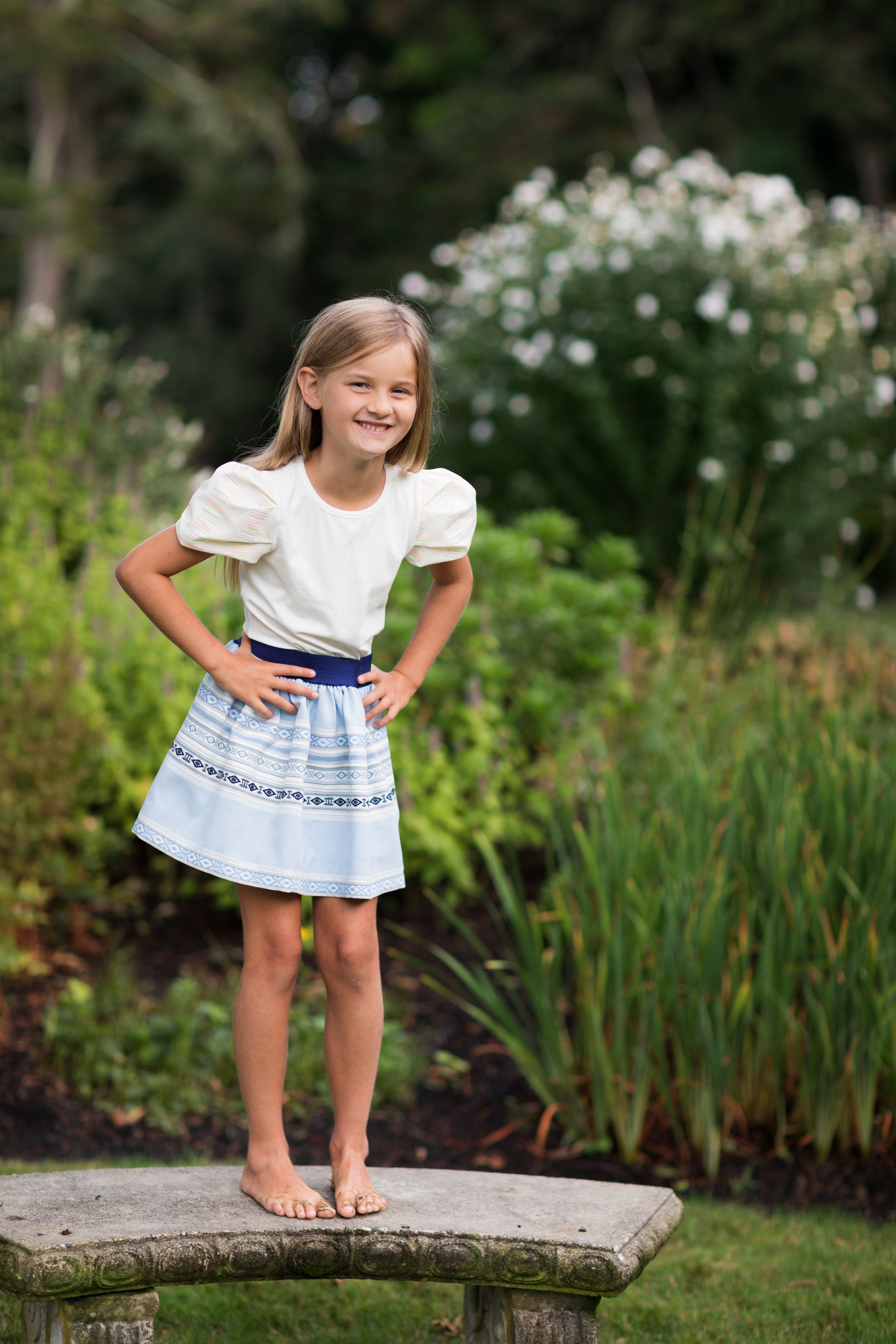 Blue Gathered Skirt